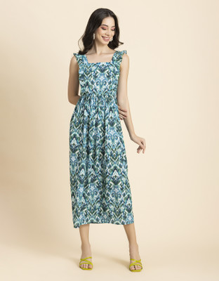 moomaya Women Maxi Green Midi/Calf Length Dress