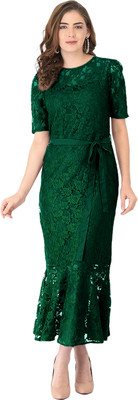 Oyesmarty Women Bodycon Green Maxi/Full Length Dress