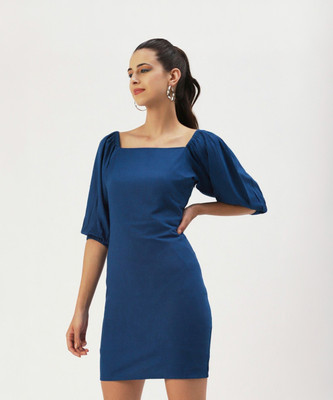 Dressberry Women Sheath Dark Blue Above Knee/Mid Thigh Length Dress