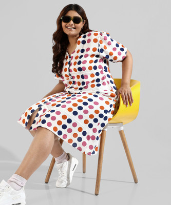Instafab Plus Women A-line Multicolor Knee Length Dress