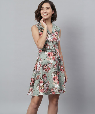 KASSUALLY Women A-line Green Above Knee/Mid Thigh Length Dress