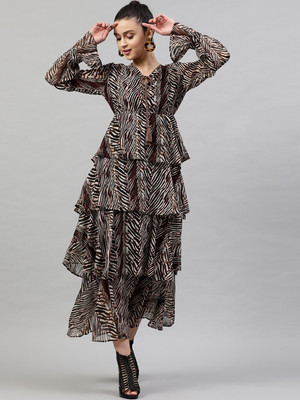 STREET9 Women Peplum Black Maxi/Full Length Dress