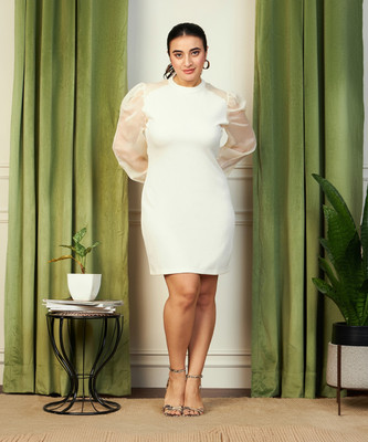 CURVE BY KASSUALLY Women Bodycon White Mini/Short Dress
