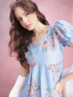 Dressberry Women Fit and Flare Blue Midi/Calf Length Dress
