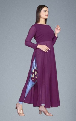 NITIN Women Solid Straight Kurta(Purple)