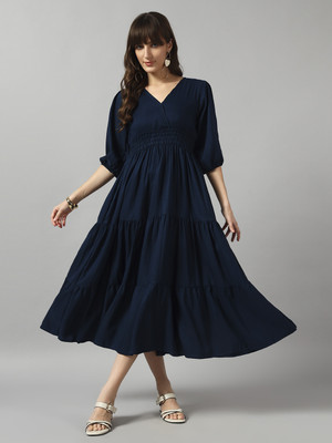 Femvy Flared/A-line Gown(Blue)