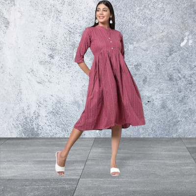 Rangrasiya Creation Women Fit and Flare Red Ankle Length Dress