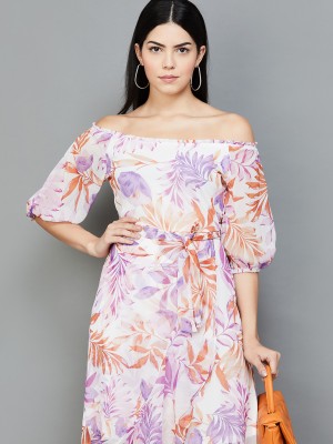 CODE by Lifestyle Women A-line White, Orange, Purple Dress