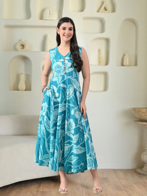 Sangria Women Gown Blue Maxi/Full Length Dress