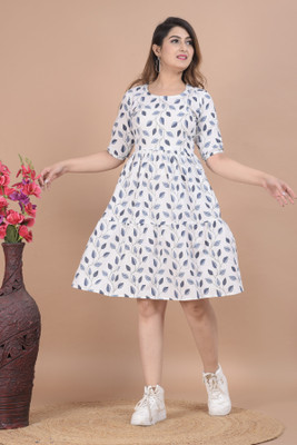 Shree Traders Women Fit and Flare Blue Maxi/Full Length Dress