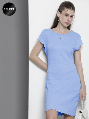 TOMMY HILFIGER Women Sheath Blue Above Knee/Mid Thigh Length Dress