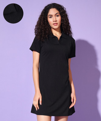METRONAUT Women A-line Black Above Knee/Mid Thigh Length Dress