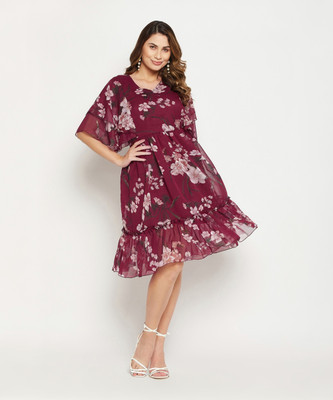 BITTERLIME Women Fit and Flare Multicolor Midi/Calf Length Dress