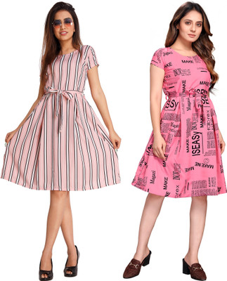 Rinra Women A-line Multicolor Below Knee Dress