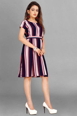 SITARAM FASHIION Women Fit and Flare Multicolor Knee Length Dress