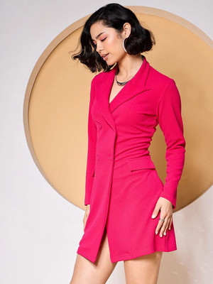 ZUMMER Women Bodycon Pink Above Knee/Mid Thigh Length Dress