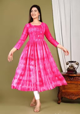 RAAM TEXTILE Women Gown Pink Knee Length Dress