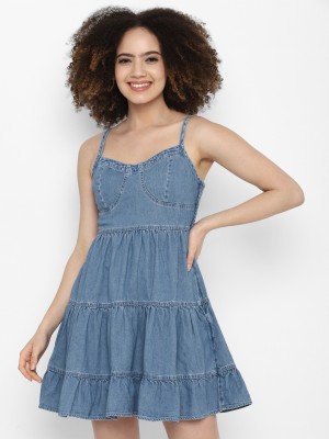 American Eagle Outfitters Women A-line Blue Dress