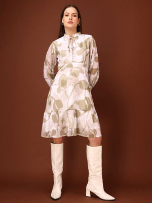 PURVAJA Women Fit and Flare White Mini/Short Dress