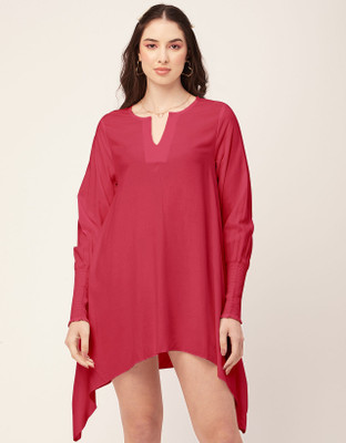 moomaya Women Asymmetric Pink Above Knee/Mid Thigh Length Dress
