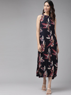 AKIKO Women Ethnic Dress Multicolor Midi/Calf Length Dress