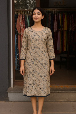 Amaira Women A-line Beige, Black Midi/Calf Length Dress