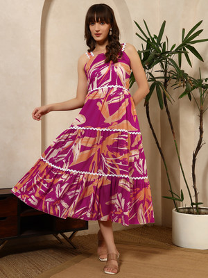 amar fashion Women Fit and Flare Pink Knee Length Dress