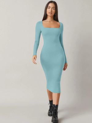Alekya Women Bodycon Grey Midi/Calf Length Dress