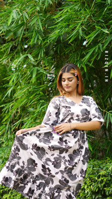 Rizqin Women A-line Black Below Knee Dress