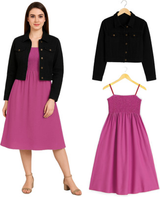 LuxeStyle Women Fit and Flare Pink Maxi/Full Length Dress