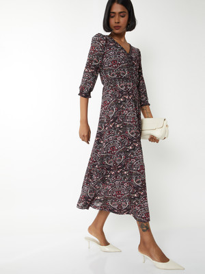 MAX Women A-line Multicolor Below Knee Dress