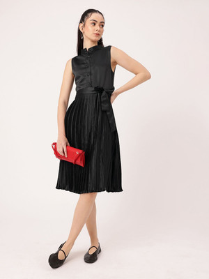 Dressberry Women A-line Black Knee Length Dress