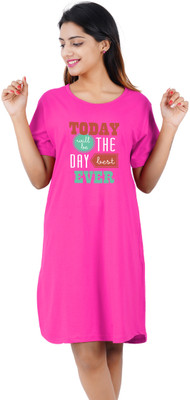 BEFLI Women T Shirt Pink Above Knee/Mid Thigh Length Dress