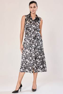 Urban Sundari Women Maxi Black Midi/Calf Length Dress