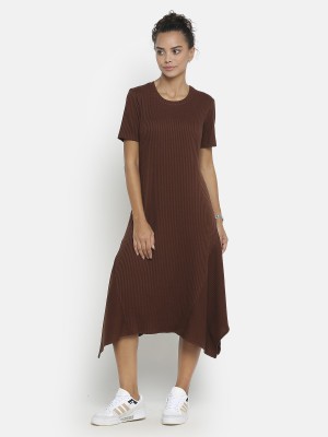 Office & you Women Asymmetric Brown Dress