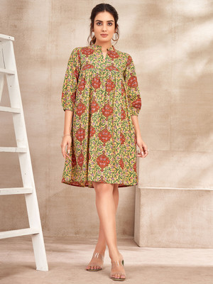 DRESOUL Women Ethnic Dress Multicolor Knee Length Dress