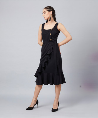 ATHENA Women Wrap Black Mini/Short Dress