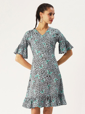 Dressberry Women A-line Grey Above Knee/Mid Thigh Length Dress