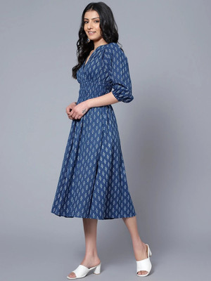 Femvy Flared/A-line Gown(Dark Blue)