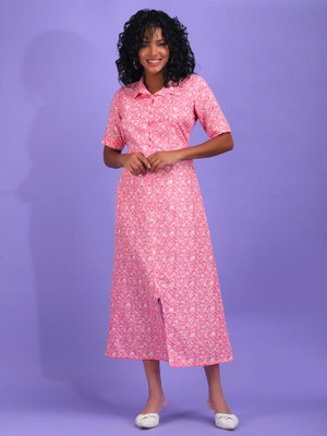 vechii Women Shirt Pink Midi/Calf Length Dress