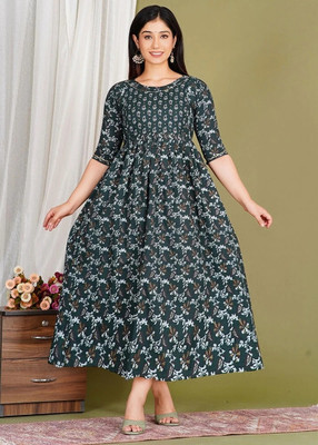 Stylishthreads Women Fit and Flare Multicolor Midi/Calf Length Dress