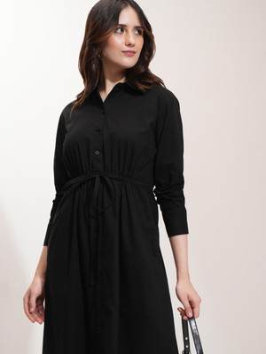 Tokyo Talkies Women Shirt Black Midi/Calf Length Dress