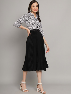Jash Creation Women Fit and Flare Black Midi/Calf Length Dress