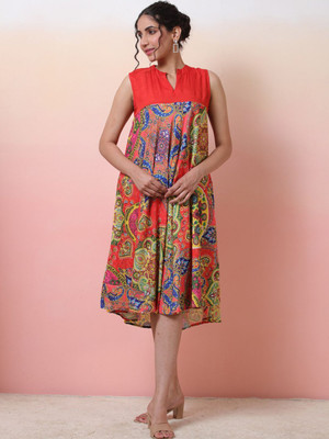 Sangria Women A-line Red Midi/Calf Length Dress