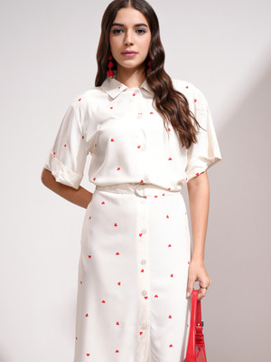 Tokyo Talkies Women Shirt White Midi/Calf Length Dress
