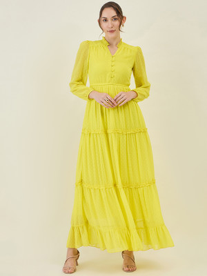 AAYU Women Layered Multicolor Maxi/Full Length Dress