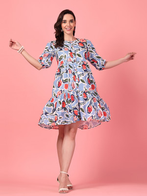 Gulabidress Women A-line Blue Midi/Calf Length Dress