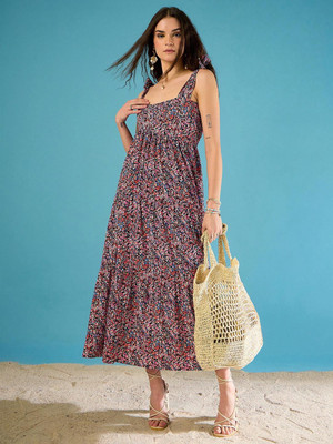 CORSICA Women A-line Black Midi/Calf Length Dress