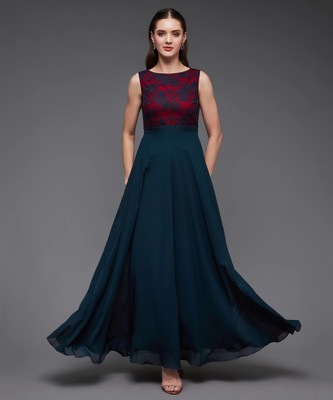 Miss Chase Women Gown Blue Maxi/Full Length Dress