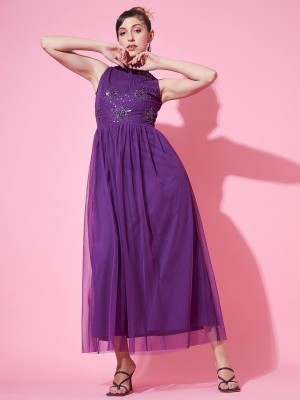 STREET9 Women Peplum Purple Dress